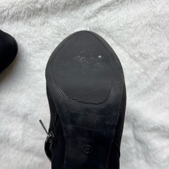 Le Château Stiletto Ankle Boots Black Suede Look Platform Booties Size 10/40 - Picture 10 of 12